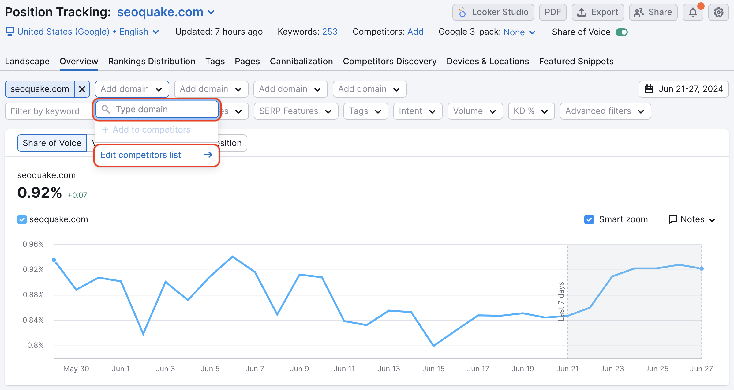 Adding new competitors in Position Tracking. 